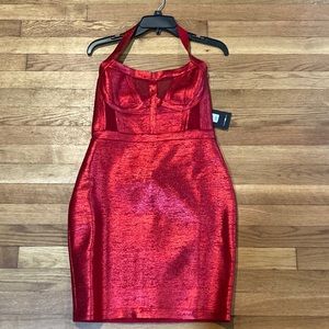 Size XL marlen metallic bandage mini dress | red| never been worn